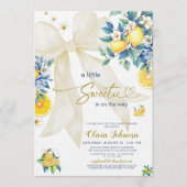 Mediterranean Lemon Sweetie Citrus Bow Baby Shower Einladung (Vorderseite)