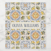 Mediterranean Lemon Tile Italian Coastal Design Weinetikett (Einzelnes Label)