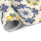 Mediterranean Lemon Tile Italian Talavera Geschenkpapier (Rolleneckpunkt)