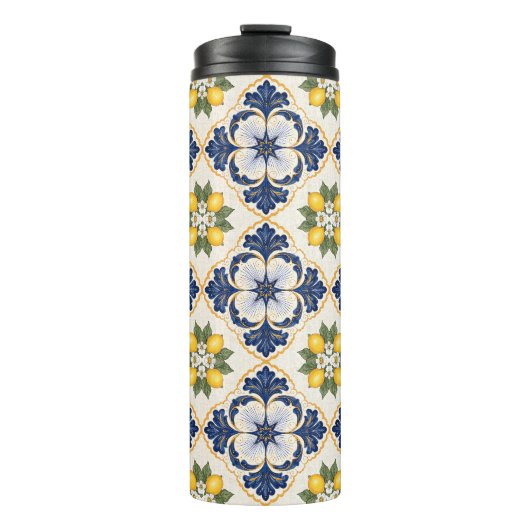 Mediterranean Lemon Tile Italian Talavera Thermosbecher (Vorderseite)