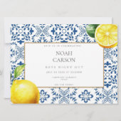 Mediterranean Lemon Tiles Bachelor Party Card Einladung (Rückseite)