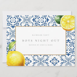 Mediterranean Lemon Tiles Bachelor Party Card Einladung