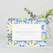 Mediterranean Lemon Tiles Bachelor Party Card Einladung (Stehend Vorderseite)