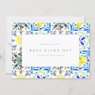 Mediterranean Lemon Tiles Bachelor Party Card Einladung