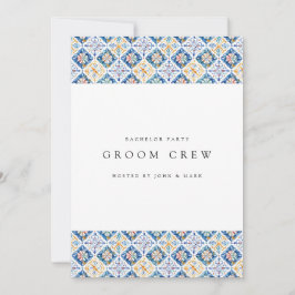 Mediterranean Lemon Tiles Bachelor Party Card Einladung