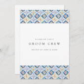 Mediterranean Lemon Tiles Bachelor Party Card Einladung (Vorne/Hinten)