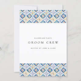 Mediterranean Lemon Tiles Bachelor Party Card Einladung
