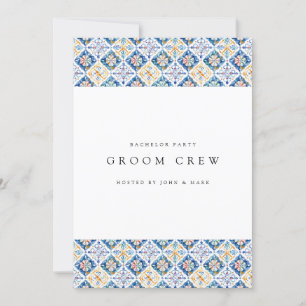 Mediterranean Lemon Tiles Bachelor Party Card Einladung