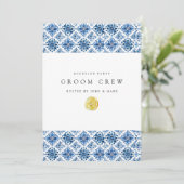 Mediterranean Lemon Tiles Bachelor Party Card Einladung (Stehend Vorderseite)