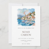 Mediterranean Lemon Tiles Bachelor Party Card Einladung (Rückseite)