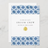 Mediterranean Lemon Tiles Bachelor Party Card Einladung (Vorne/Hinten)