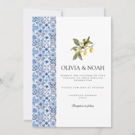 Mediterranean Lemon Tiles Wedding Einladung
