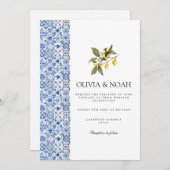 Mediterranean Lemon Tiles Wedding Einladung (Vorne/Hinten)