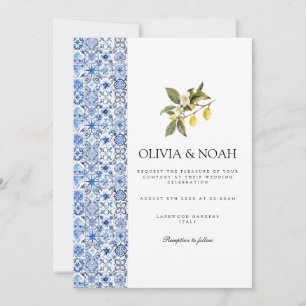 Mediterranean Lemon Tiles Wedding Einladung