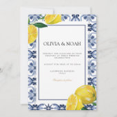 Mediterranean Lemon Tiles Wedding Einladung (Vorderseite)