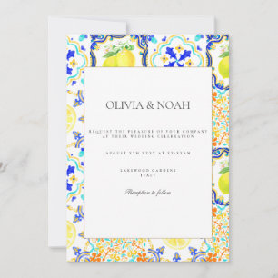 Mediterranean Lemon Tiles Wedding Einladung