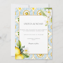 Mediterranean Lemon Tiles Wedding Einladung