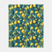 Mediterranean Lemon Watercolor Blue Yellow Pattern Fleecedecke (Vorderseite)