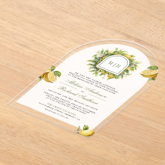 Mediterranean Lemon Wedding Acryleinladungen (Ablage )