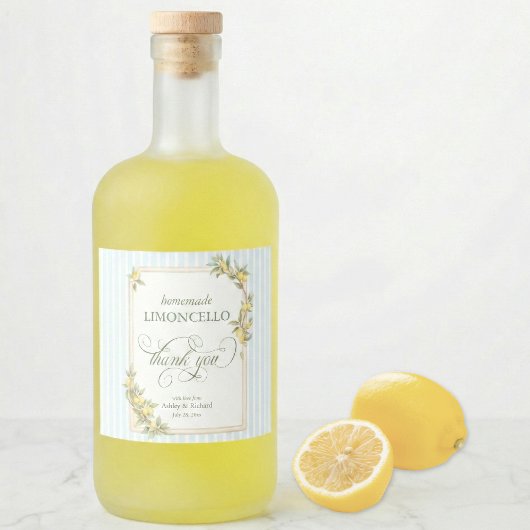 Mediterranean Lemon Wedding Limoncello Alkoholflaschenetikett
