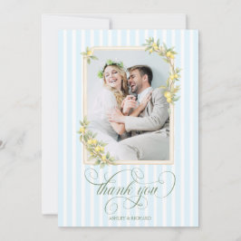 Mediterranean Lemon Wedding Photo Thank You Dankeskarte