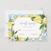 Mediterranean Lemon Wedding RSVP Card Karte (Vorderseite)