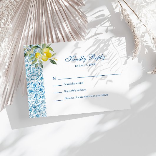 Mediterranean Lemon Wedding RSVP Karte