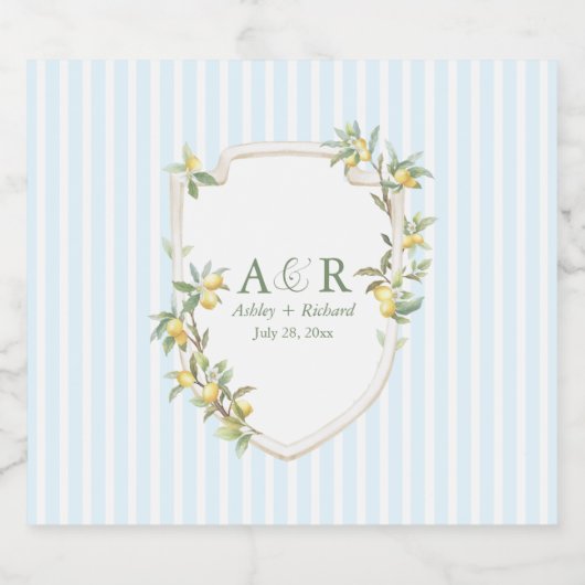Mediterranean Lemon Wedding Schaumweinetikett (Einzelnes Label)