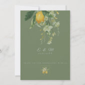 Mediterranean Lemon with QR Code | Olive Green Einladung (Rückseite)