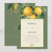 Mediterranean Lemon with QR Code | Olive Green Einladung (Vorne/Hinten)