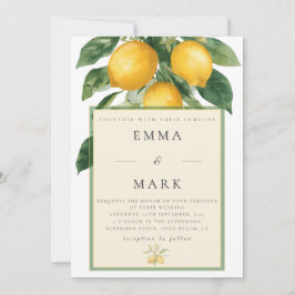 Mediterranean Lemon with QR Code | White Einladung
