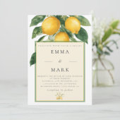 Mediterranean Lemon with QR Code | White Einladung (Stehend Vorderseite)