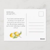 Mediterranean Lemons Blue Tiles Wedding Vielen Dan Postkarte (Rückseite)