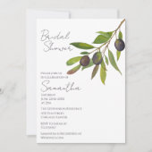 Mediterranean Minimal Olive Branch Bridal Shower   Einladung (Vorderseite)