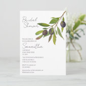 Mediterranean Minimal Olive Branch Bridal Shower   Einladung (Stehend Vorderseite)