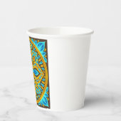 Mediterranean Moroccan Tile Pattern Blue and Gold Pappbecher (Links)