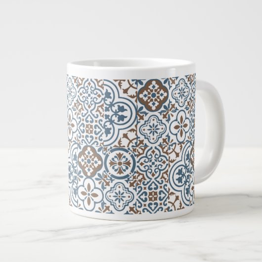 Mediterranean Moroccan Tile pattern Jumbo-Tasse (Vorderseite Rechts)