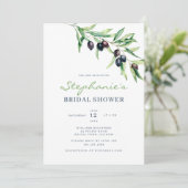 Mediterranean Olive Bridal Shower Invitation Einladung (Stehend Vorderseite)