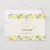 Mediterranean Olive Lemon Modern Wedding RSVP Karte (Vorderseite)