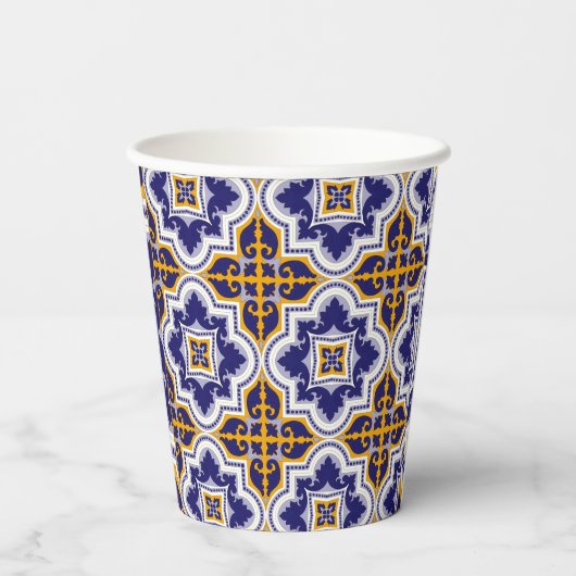 Mediterranean Pattern Kitchen Pappbecher (Rückseite)