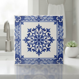 Mediterranean Pattern Pat#10 Blue Ivory ID1195 Fliese