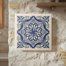 Mediterranean Pattern Pat#4 Blue Ivory ID1195 Fliese