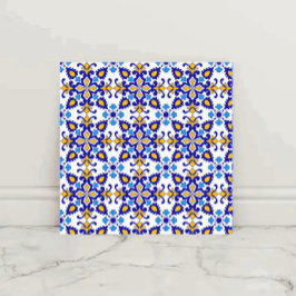 Mediterranean Royal Mosaic Blue and Gold Ceramic Fliese