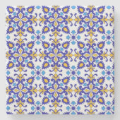Mediterranean Royal Mosaic Blue and Gold Ceramic Steinuntersetzer (Vorderseite)