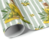 Mediterranean Sage Green Stripe Pattern Olive Oil Geschenkpapier (Rolleneckpunkt)