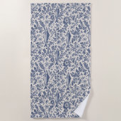 Mediterranean Sardine Chinoiserie Beach Towel | Bl Strandtuch (Vorderseite)
