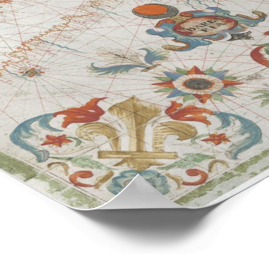 Mediterranean Sea Old Map Poster (Ecke)