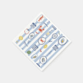 Mediterranean Seafood Sardine Blue Stripe Pattern Serviette (Ecke)