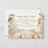 Mediterranean Seashell Botanical Wedding Dankeskarte (Vorderseite)