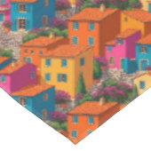 Mediterranean Streets — Colorful Houses Pattern Tischdecke (Schrägansicht)